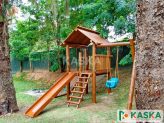 simple tarzan house playground with slide