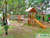 children's wooden playhouse with slide